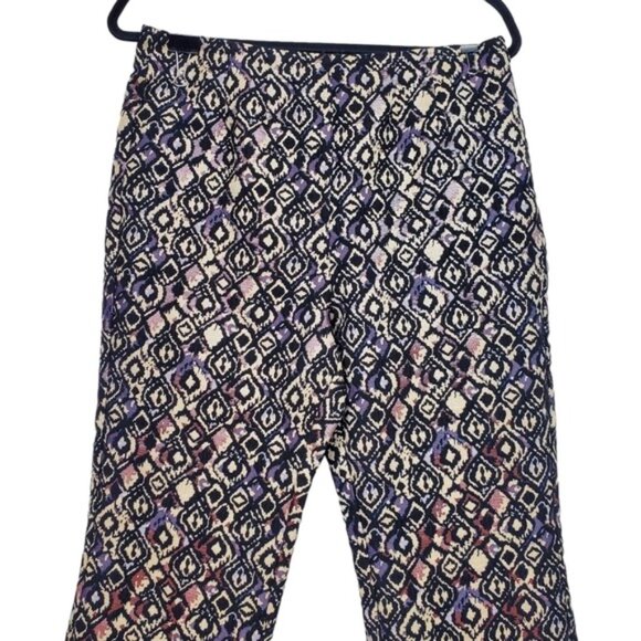Free People Womens Black Ivory Purple Metallic Pattern Mod Cropped Pants Size 10 - Picture 4 of 7